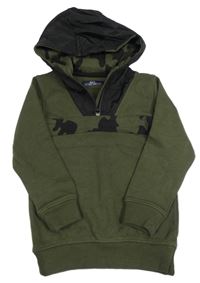 Khaki-černá mikina s kapucí Matalan