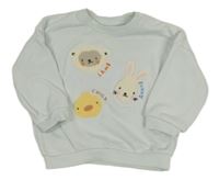 Světlemodrá oversize mikina se zvířátky Matalan