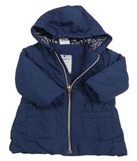 Tmavomodrá šusťáková zimní parka s kapucí Topolino