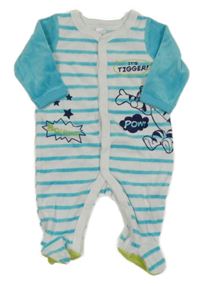 Světlemodro-bílý pruhovaný sametový overal s Tygrem Disney 