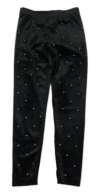 Černé sametové legíny s kamínky Dunnes