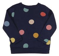 Tmavomodrá mikina s barevnými puntíky F&F