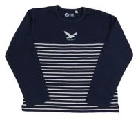 Tmavomodro-bílá pruhovaná mikina s rackem C&A