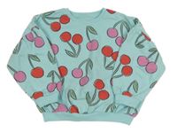 Tyrkysová oversize crop mikina s třešničkami Matalan