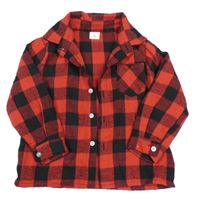 Červeno-černá kostkovaná flanelová košile 