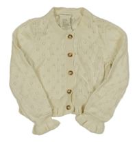 Smetanový propínací děrovaný svetr Cynthia Rowley