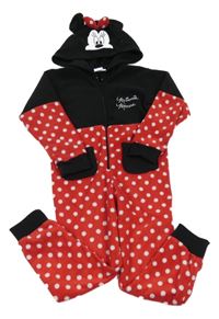 Červeno-černá fleecová kombinéza s kapucí - Minnie Disney