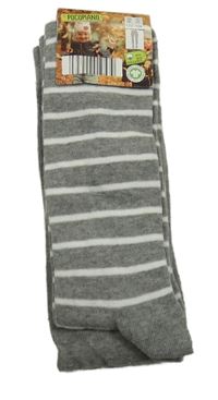 Nové - Šedo-bílé pruhované punčocháče Pocopiano