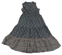 Šedé lehké šaty se vzorem Yigga