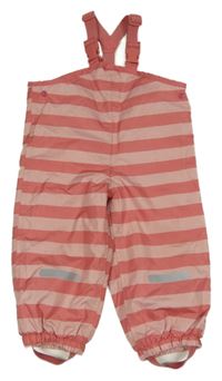 Růžovo-světlerůžové pruhované šusťákové laclové podšité kalhoty Impidimpi