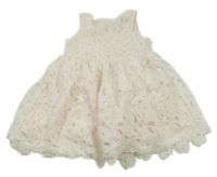 Pudrové organzové šaty s květy Yd. 