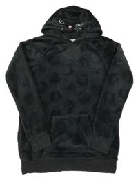 Tmavošedá chlupatá mikina s kapucí - kočka H&M