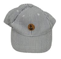 Šedo-bílá pruhovaná plátěná kšiltovka s kotvou Antonio 