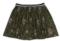 Hnědo-khaki army plisovaná sukně s květy S. Oliver 