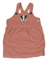 Růžové manšestrové laclové šaty s jezevcem Lupilu