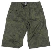 Khaki vzorované plátěné kraťasy C&A