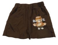 Kávové kraťasy s medvídkem