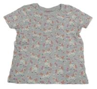 Šedé melírované tričko s jednorožci Primark