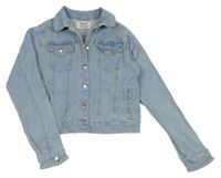 Světlemodrá riflová crop bunda s flitry Denim Co. 