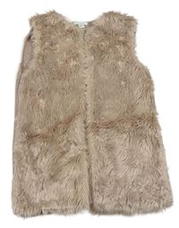 Pudrová pletená vesta/cardigan s kožešinou PRIMARK