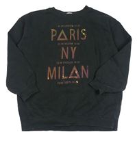 Černá oversize mikina s metalickými nápisy H&M