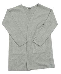 Světlešedý melírovaný úpletový cardigan PRIMARK