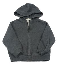 Tmavošedá melírovaná propínací mikina s kapucí zn. H&M