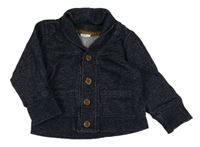 Tmavomodrá melírová propínací mikina H&M