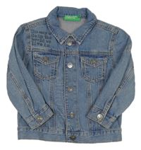 Světlemodrá riflová bunda s nápisy Benetton