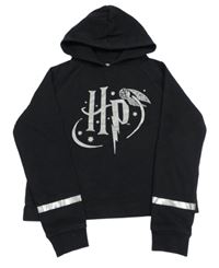 Černá crop mikina se znakem - Harry Potter a kapucí C&A