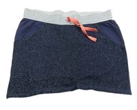 Tmavomodro-stříbrná chino tepláková sukně se síťovinou a pruhy Quapi