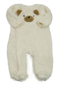 Smetanová huňatá kombinéza s medvídkem pure baby