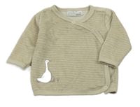 Béžová žebrovaná sametová zavinovací propínací mikina s husičkou Ergee