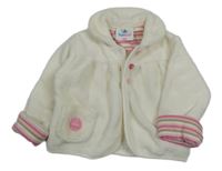 Smetanový plyšový podšitý kabáte s nášivkou Topomini