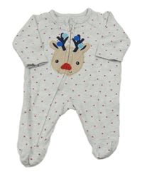 Světlešedý melírovaný overal se sobem a hvězdičkami so cute