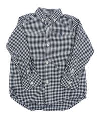 Tmavomodro-bílá kostkovaná košile s výšivkou Next