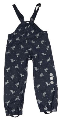 Tmavomodré puntíkaté nepromokavé laclové kalhoty se zebrami Topolino