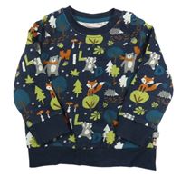 Tmavomodrá mikina se zvířátky a stromečky a muchomůrkami Liegelind