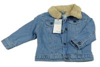 Nové - modrá riflová zateplená bunda s huňatým límečkem PRIMARK