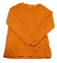 Oranžovo-černé melírované žebrované mikinotriko Tu