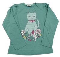 Olivové triko s kočičkou Topolino