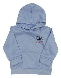 Světlemodrá thermo mikina s logem a kapsou a kapucí Nike