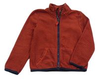 Tmavooranžovo/hnědá pruhovaná fleecová propínací mikina Kids