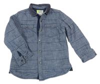 Modrá prošívaná zateplená košilová bunda riflového vzhledu Next