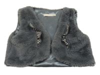 Tmavošedé kožešinové podšité bolérko s volánky baby rose