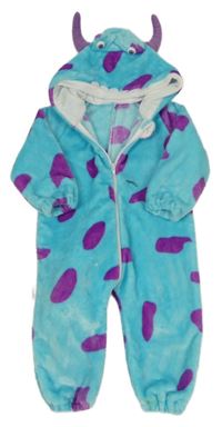 Kostým - Azurovo-purpurová plyšová kombinéza s kapucí -  James P. Sullivan