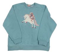 Šedomodrá mikina s jednorožcem lupilu