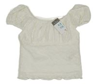 Nové - bílé kytičkované crop tričko PRIMARK