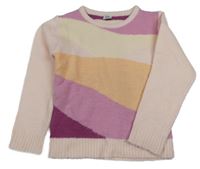 Světlerůžovo/oranžovo-smetanovo-růžovo-švestkový svetr Kiki&Koko