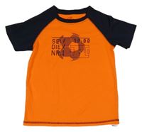 Křiklavě oranžovo-tmavomodré sportovní tričko s potiskem Topolino